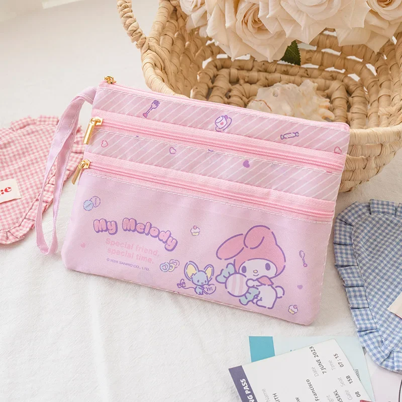 Sanrio genuine ID bag Hello Kitty passport bag storage bag three-layer compartment cute coin purse receipt bag cute card holder