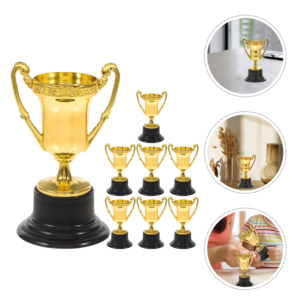 Mini Trophy Children's Reward Gift Toy Small with Base 16pcs/1 Set Simulation Kid Gold Decor