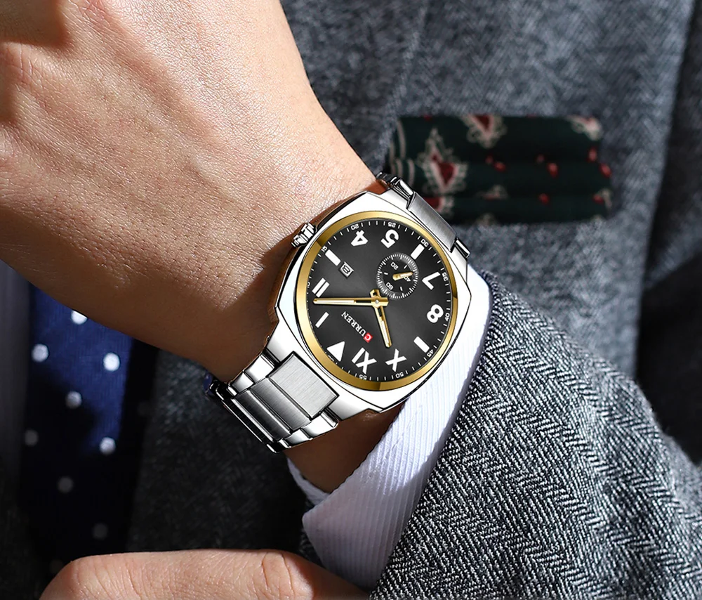 Curren Casual Fashion Markenuhren für Herren, einfache Quarzuhr mit leuchtenden Zeigern, Herren-Armbanduhr aus Edelstahl mit Datumsanzeige. – Detail 10