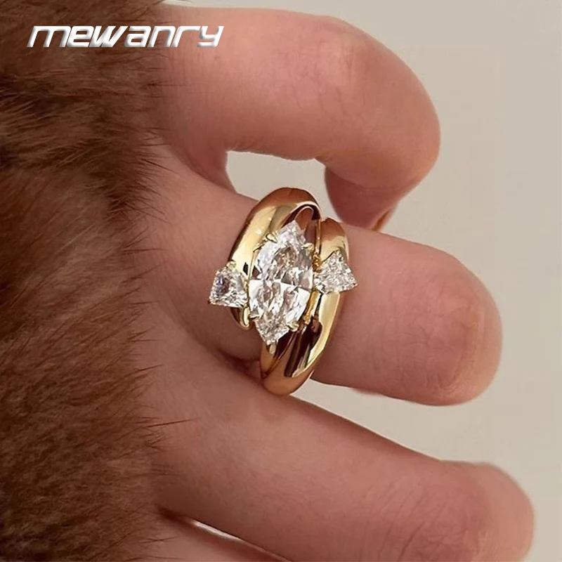 Mewanry Sparkling Zircon Rings For Women Girls Trendy Sweet Elegant Creative Design Personality Romantic Engagement Jewelry Gift