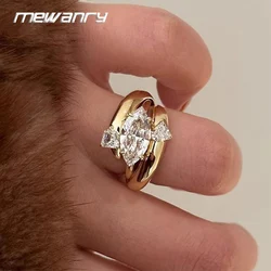 Mewanry Sparkling Zircon Rings For Women Girls Trendy Sweet Elegant Creative Design Personality Romantic Engagement Jewelry Gift