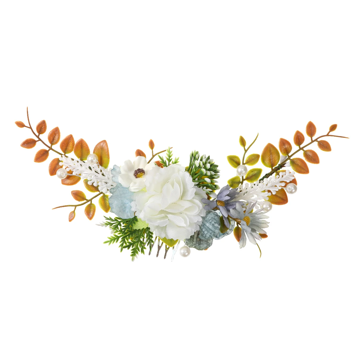 花のヘアクリップとヘッドドレス,結婚式のヘアクリップ,青い白,花柄,ヘアアクセサリー,ファッショナブル