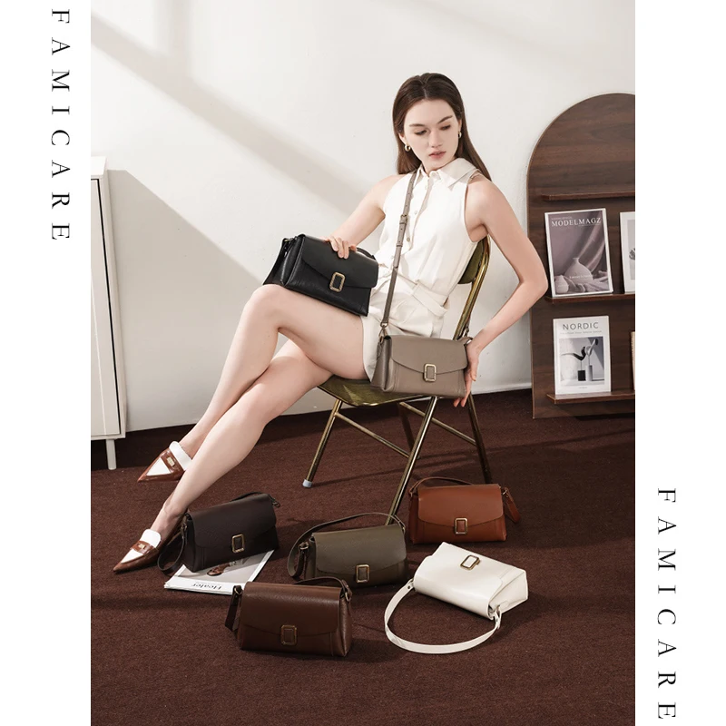 جديد السيدات ريترو موضة تنوعا تحت الإبط كتف واحد صغير مربع حقيبة المرأة جلد طبيعي التنقل حقيبة يد كروس