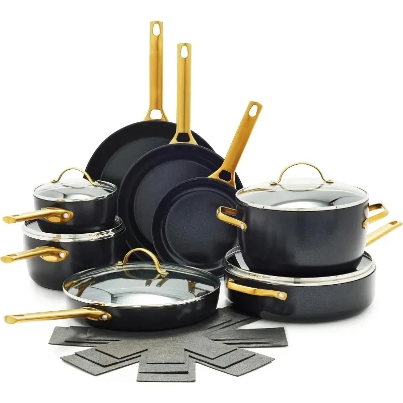 Hard anodized healthy ceramic non-stick pan, cookware pot set, dishwasher and oven safe