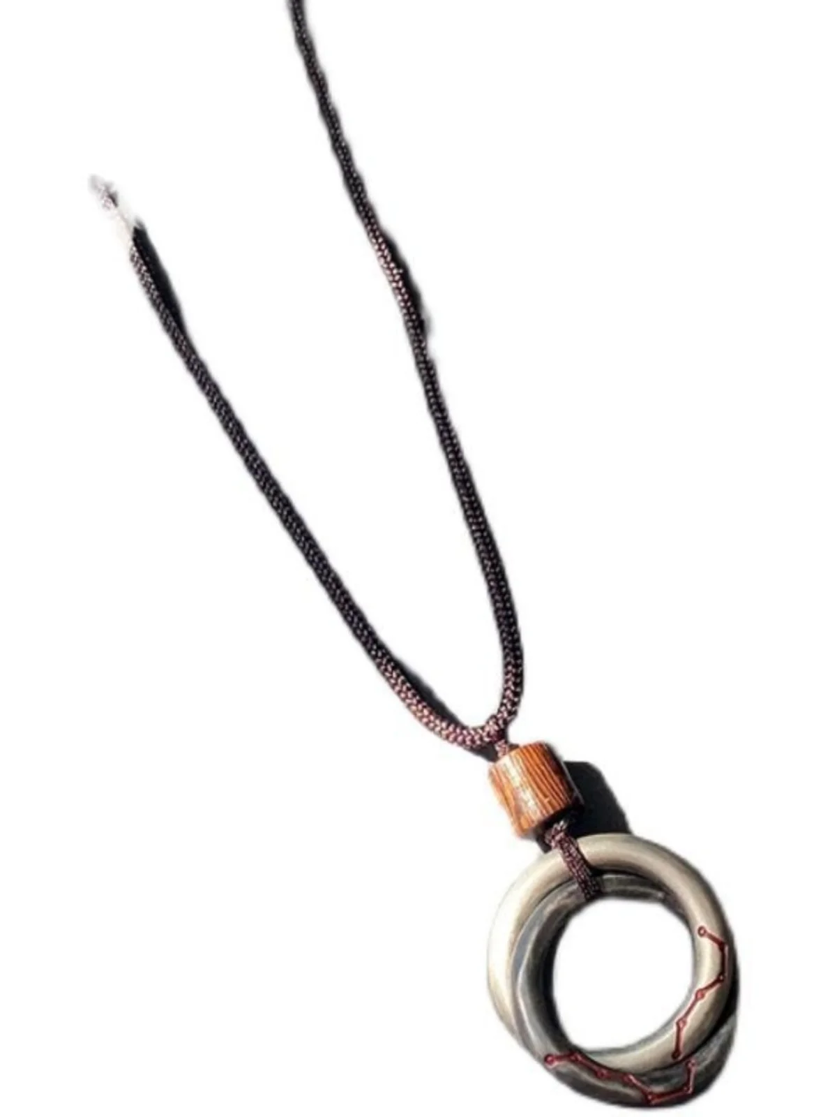 Vintage Plated 925 Yin Yang Heaven And Earth Ring Double Loop Pendant Couple Style Big Dipper Fortune Turning Jewelry