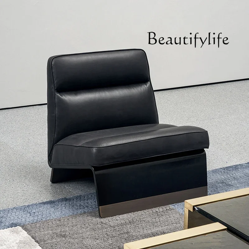 Italian Simple and Light Luxury Household Single Leisure Chair Designer Stainless Steel Sofa Armchair