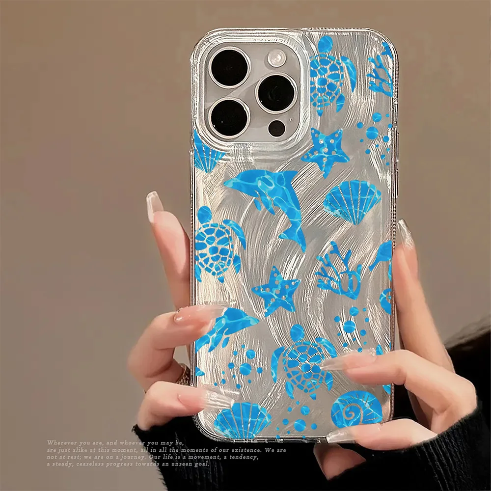 

Dolphin Tortoise Pattern Laser Phone Case for Samsung Galaxy S24 Ultra S23 FE S22 Plus S21 A15 A25 A35 A55 A34 A54 A33 A53 Cover