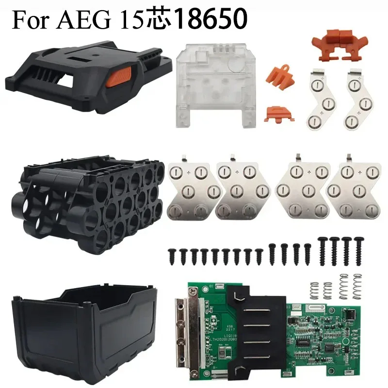 

15X18650 Lithium Battery Case Boxs Housings PCB BMS Charging Protection Circuit Board For AEG For RIDGID 18V 9Ah LED Indicator
