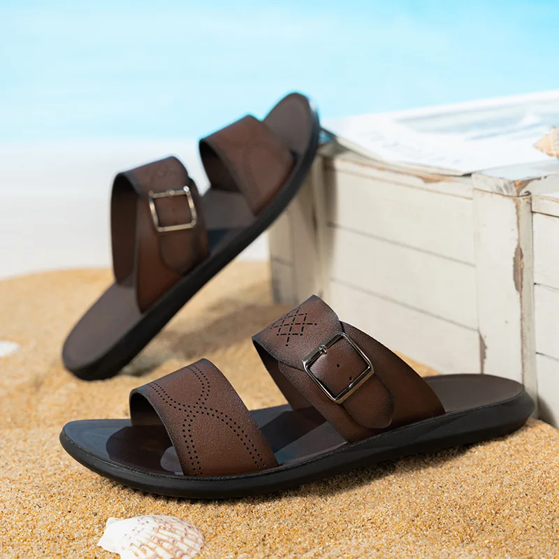 2025 Summer New Sandals Men's Fashion Slippers Large Size Open Toed Men's Shoes Leisure Vacation Beach Shoes Sandalias Hombre