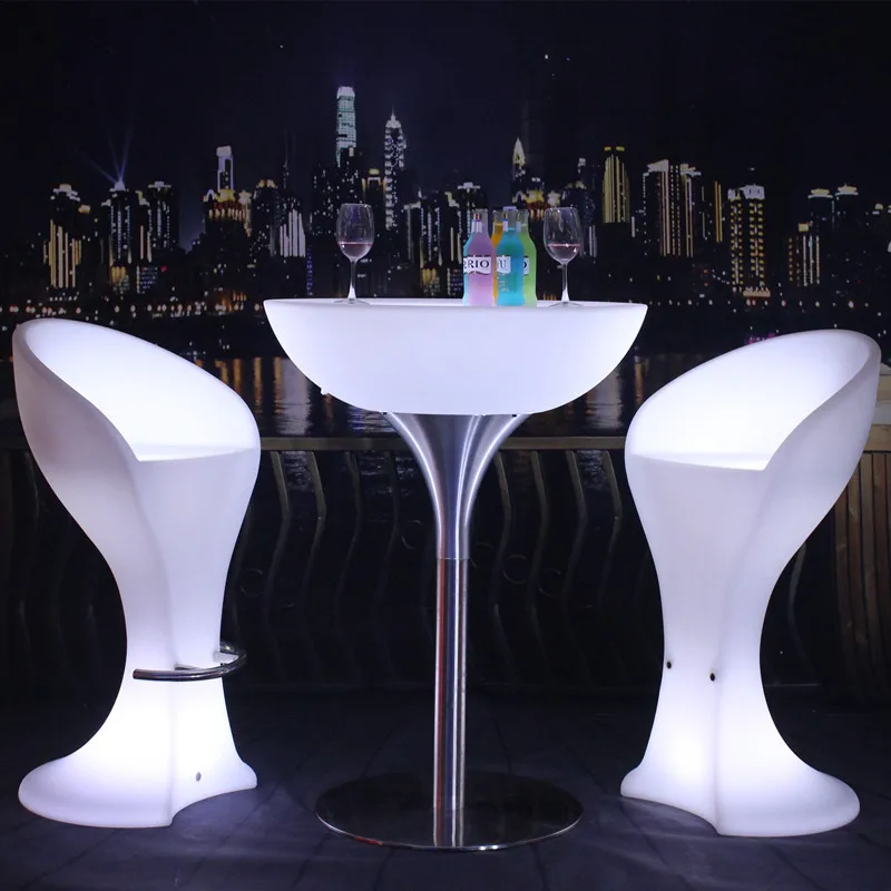 Led luminous high chair creative bar club outdoor hotel LED colorful cocktail table bar chair combination