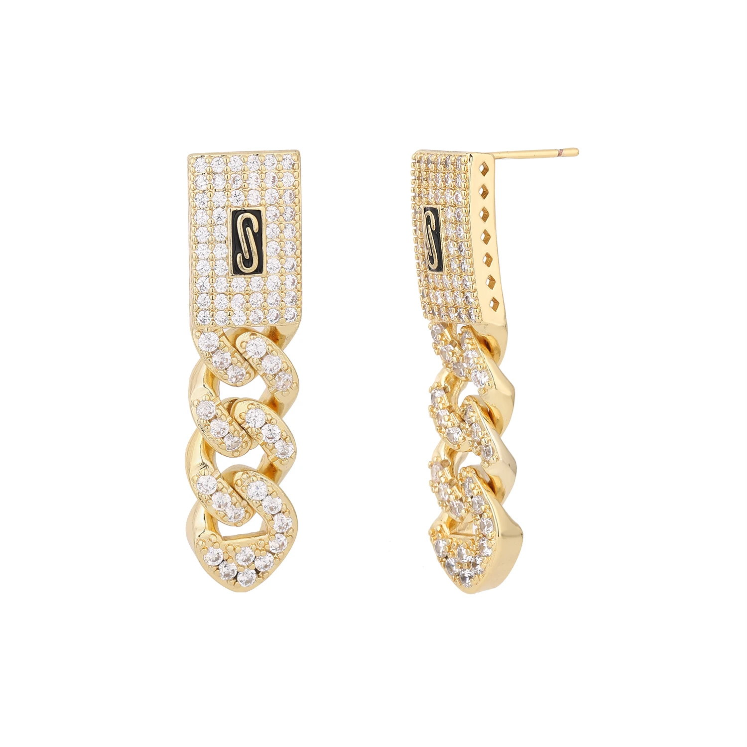 New Monaco earrings hip-hop Cuban earrings for women full diamond 14K gold-plated jewelry fashion exquisite accessories gift image 5