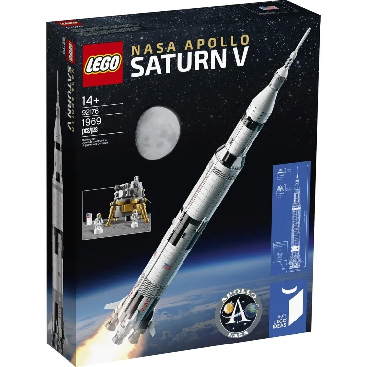 Idéias NASA Apollo Saturn V 92176 Modelo de Espaço Exterior Foguete para Crianças e Adultos, Kit de Construção de Ciências (1969 Peças)