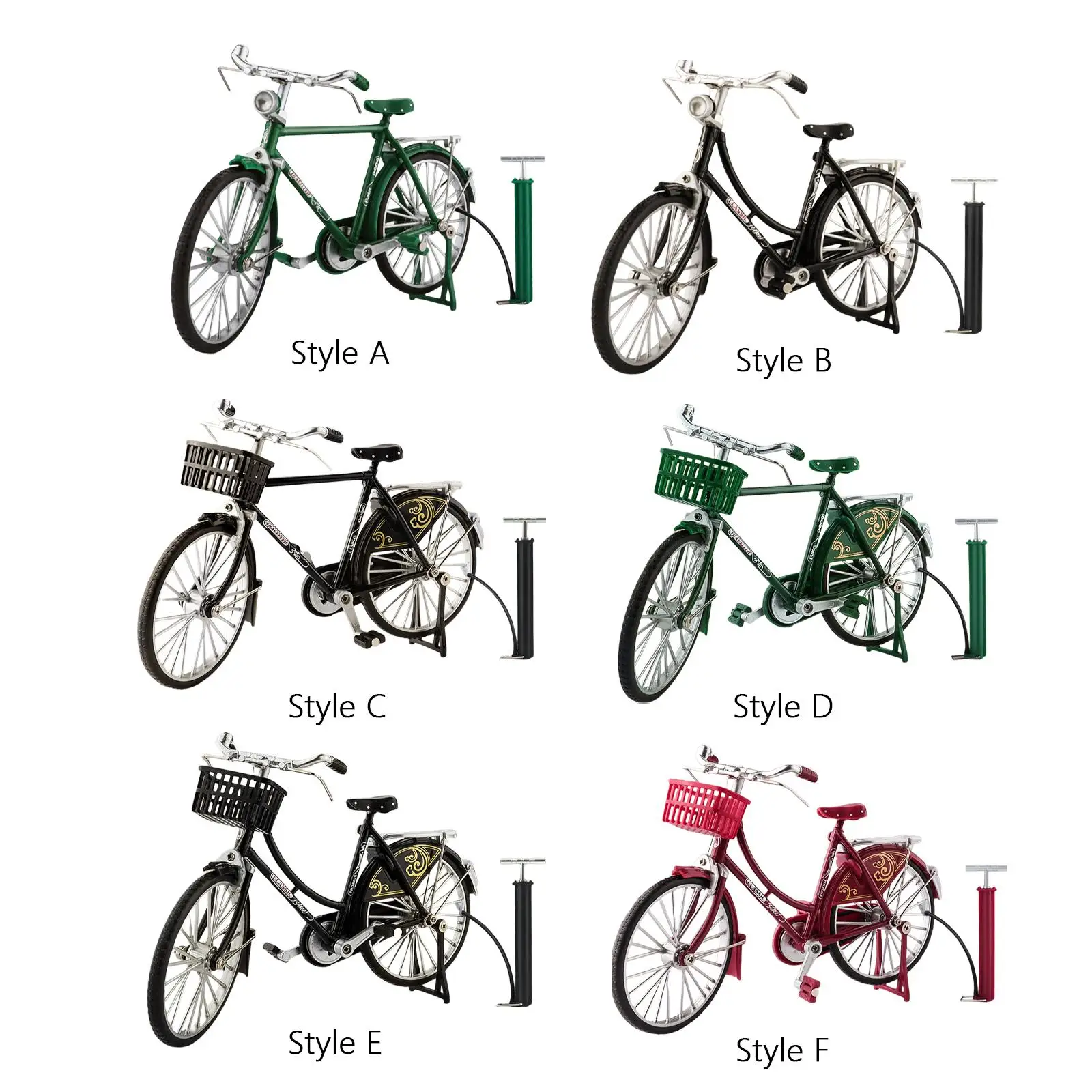 1:10 Bicycle Model Collectible Figurines Creative Diecast Mini Bicycle Vintage Bicycle Model Ornament Adults Decor Girls