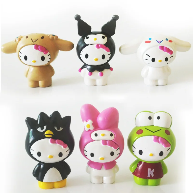 

Sanrio Hello Kitty Cat Kawaii Anime Figure Badtz Maru My Melody Cinnamoroll Kuromi Pom Purin Models Kids Gift Toys