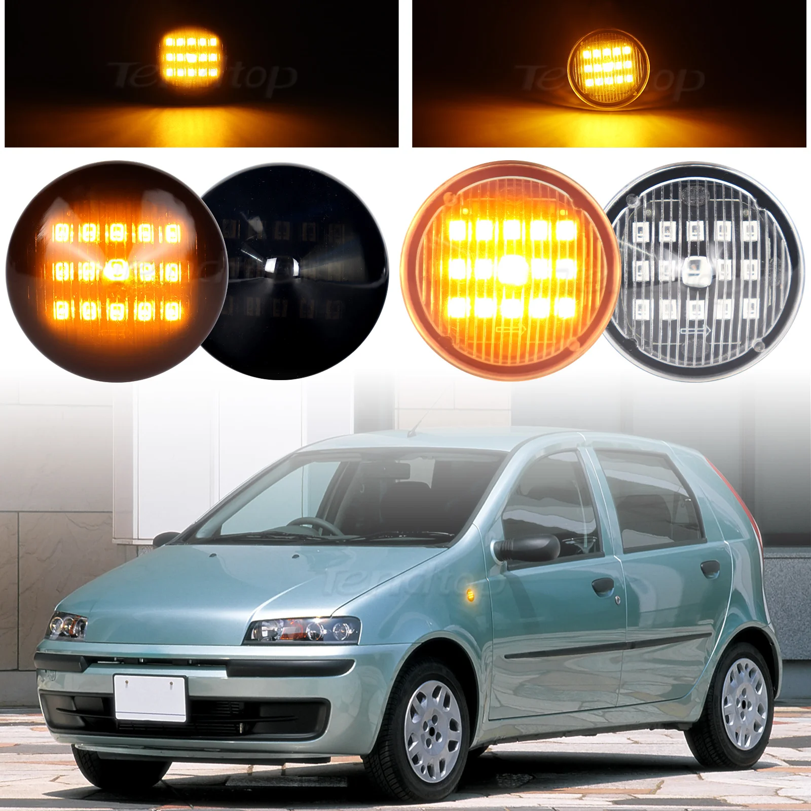 

2pcs Dynamic Amber LED Flashing Turn Signal Light Side Marker Fender Light Lamp For Fiat Punto 188 1999-2012 Doblo 2001-2005