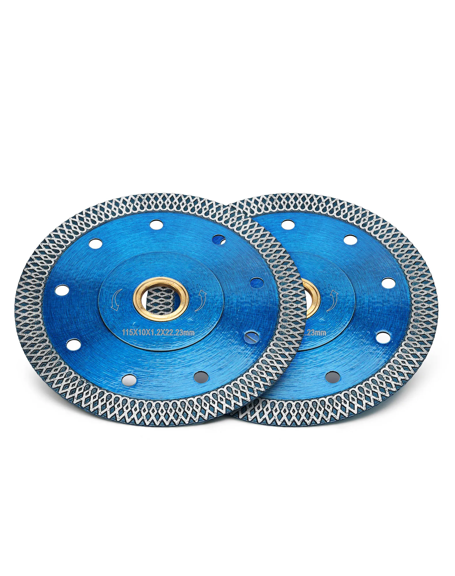 2 peças 4.5 "lâminas de serra de diamante super finas para serra de azulejos, lâmina de telha de borda de malha x para porcelana e telha cerâmica corte molhado/seco