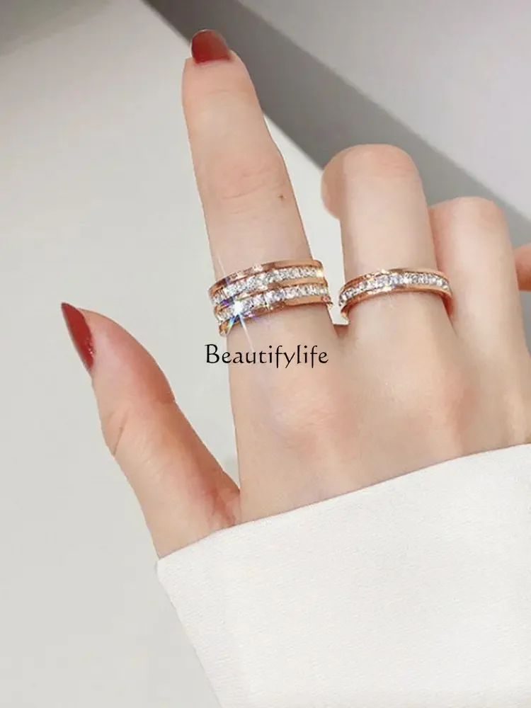 

Titanium Steel Starry Ring for Couple, Female Ring, Special-Interest Design, Couple Rings, Full Diamond