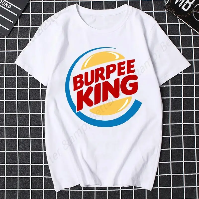 T Shirt for Men Crossfit Workout Burpee King T-shirt Funny Birthday Gift for Boyfriend Husband Dad Male Summer Short Sleeve