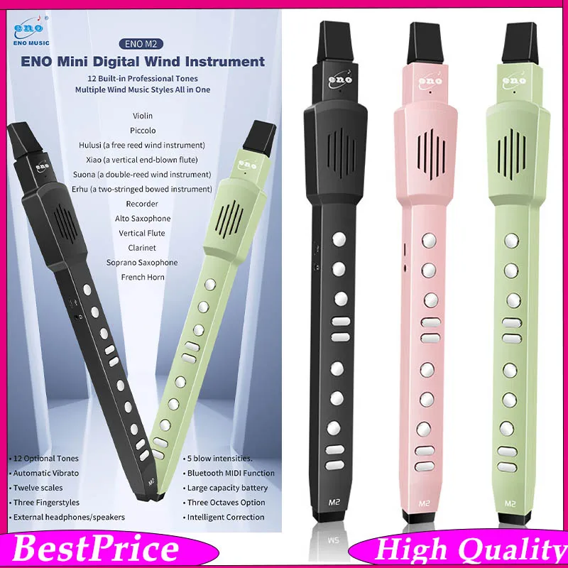 

MINI Electric Blow Tube Electric Blowpipe 12 Built-in Tone Sax/Flute/ Bluetooth FX, Detachable Mouthpiece & Type-C Charging