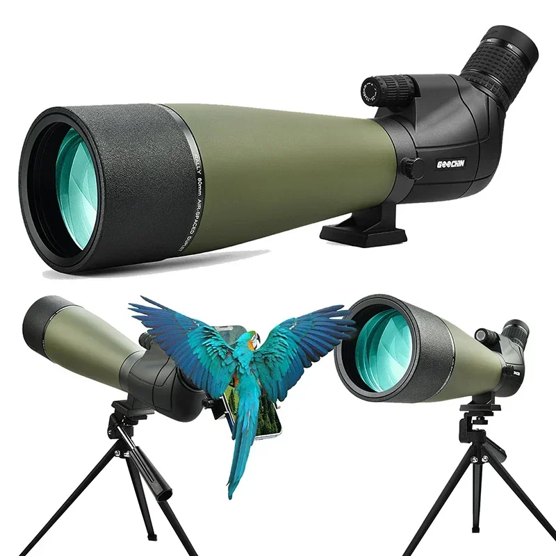 GOOCHIN 25-75X80 Spotting Scope Bak4 FMC Lens Waterproof Monocular Spotting Scope with Tripod