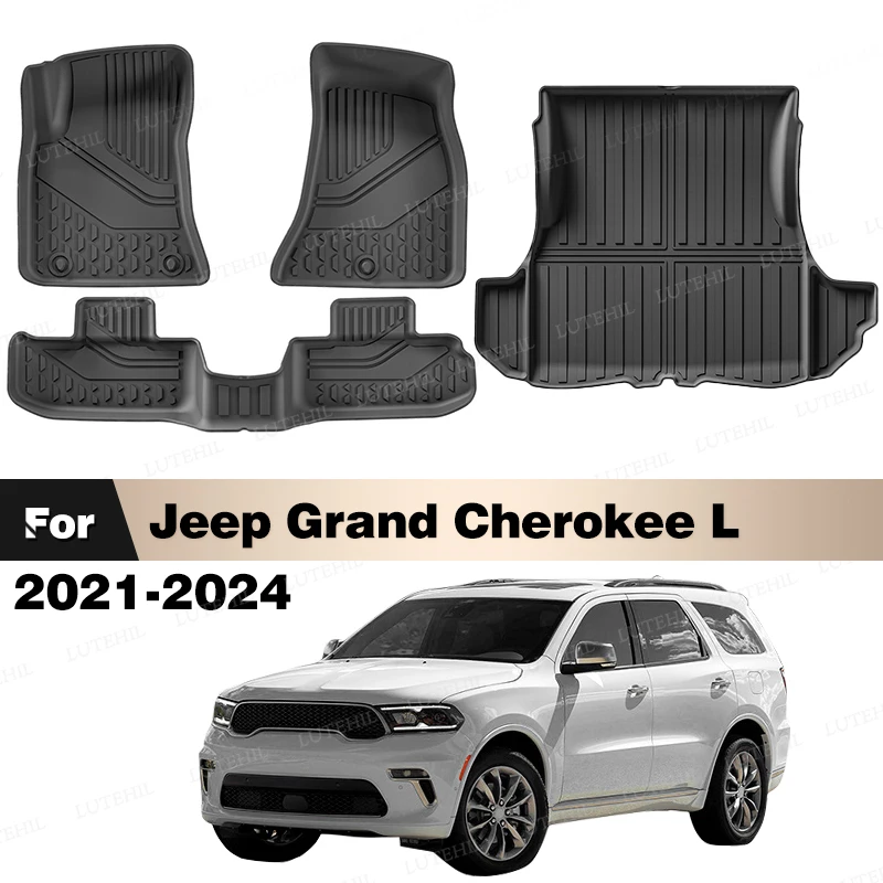 

LUTEHIL For Jeep Grand Cherokee L 2021-2024 2022All-Weather TPE Floor Mat Trunk Mat Custom Carpet Cover Auto Interior Accessorie