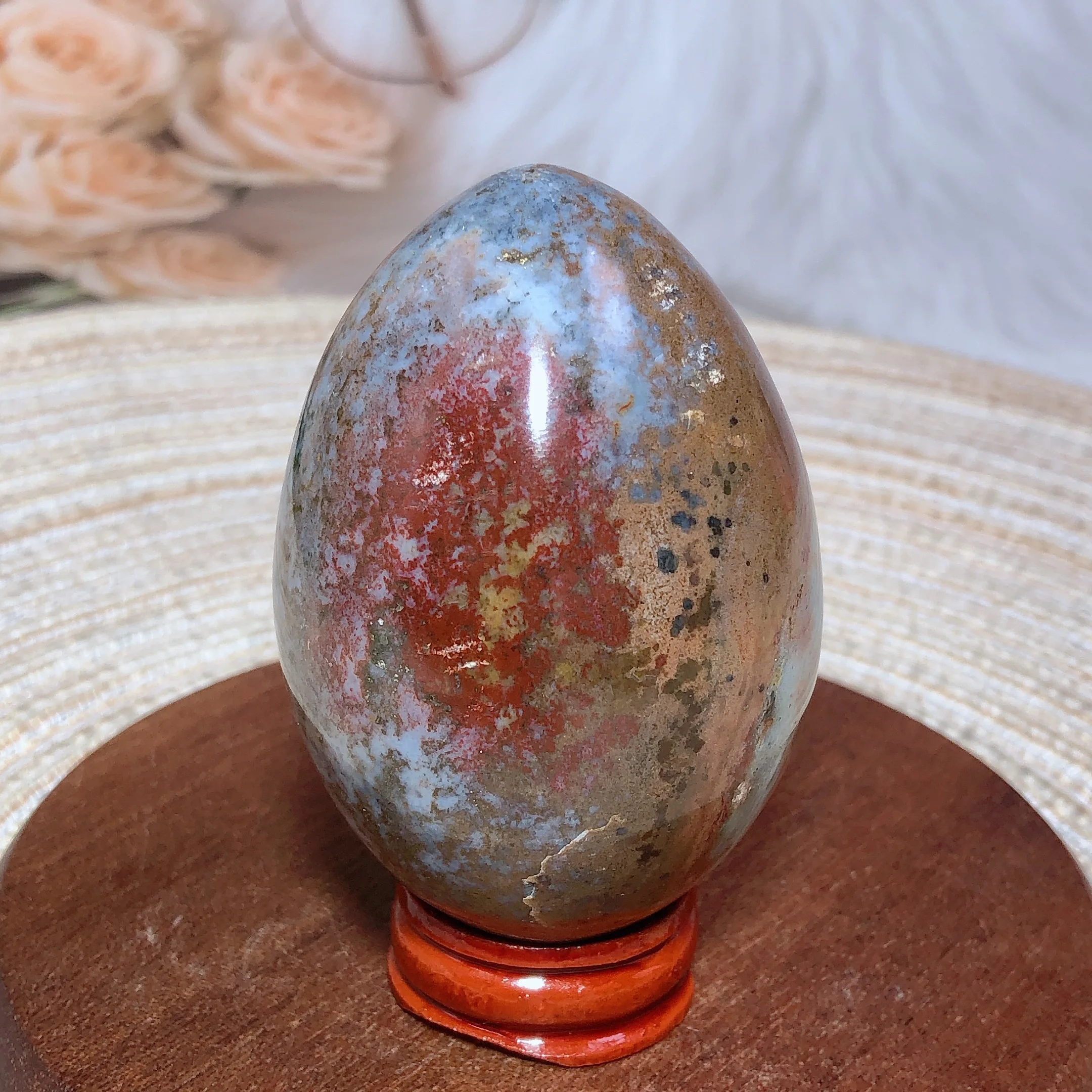 

Natural Crystals Ocean Jasper Eggs Healing Hot Sale Energy Ornament High Quality Home Decorations Room Decro