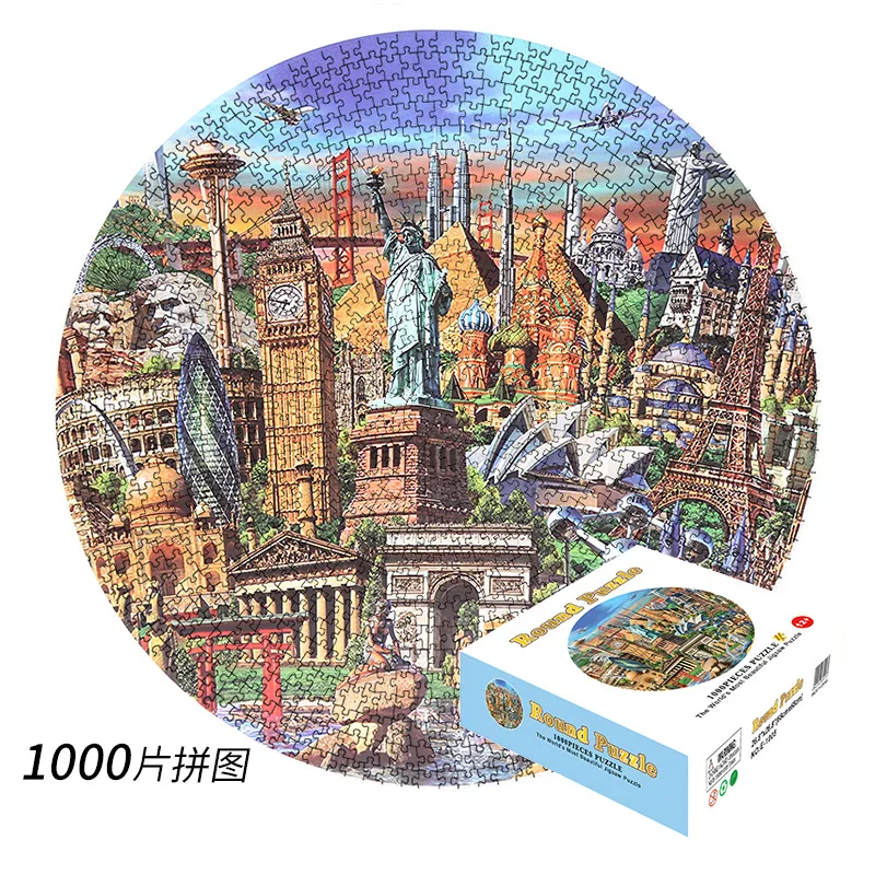 Paper 1000 Pieces Round Dinosaur Puzzle Toy for Adults Games to Play in Family Difficult Puzzles for Adults Christmas Gift P461