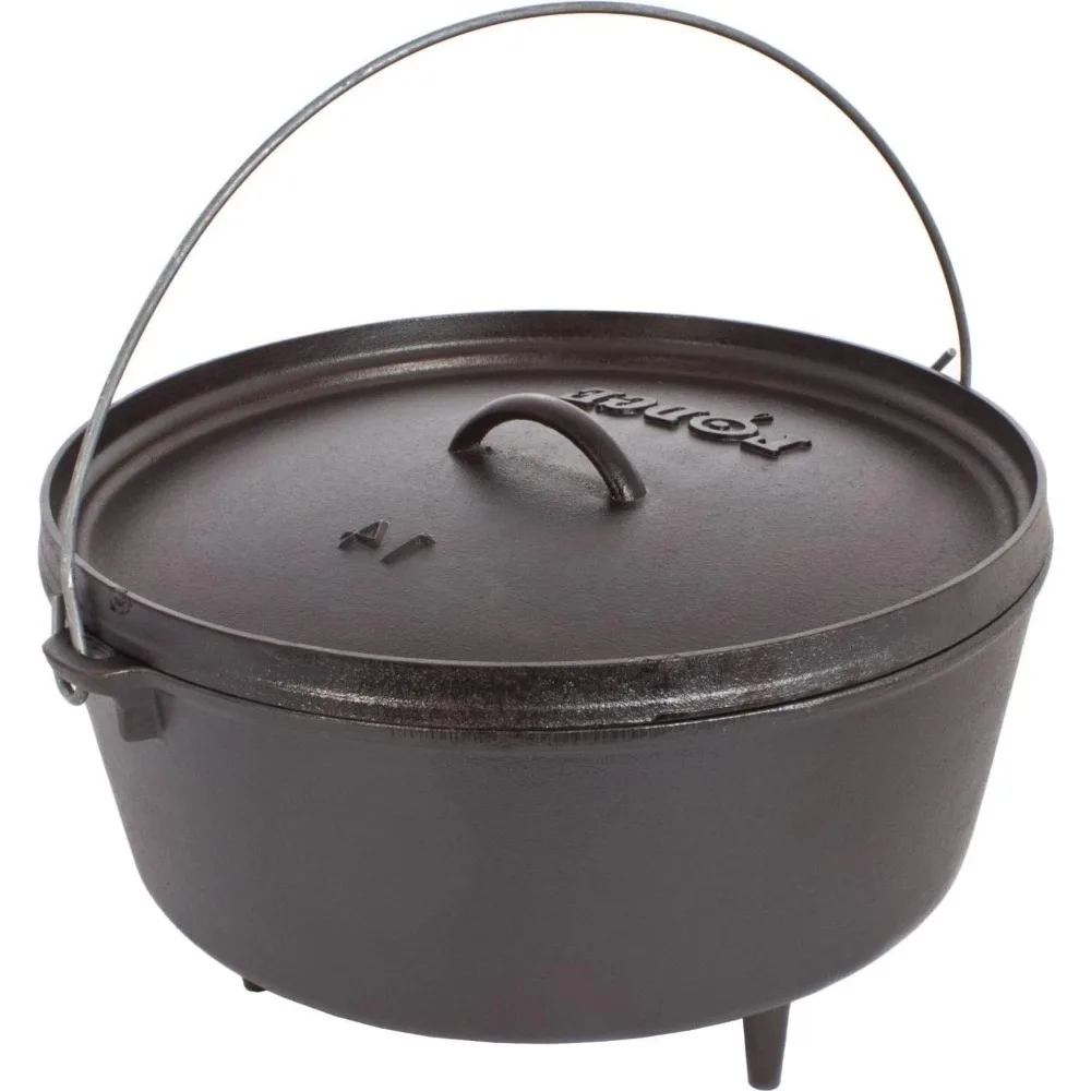 

Pre-Seasoned Cast Iron Camp Dutch Oven with Lid Dual Handles for Oven Stove Grill Campfire