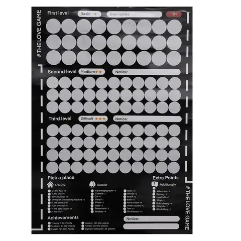 Scratch Off Diary 100 cosas para hacer entre parejas Calendario de la hora de dormir Póster Scratch Off Bucket List Scratch off Poster