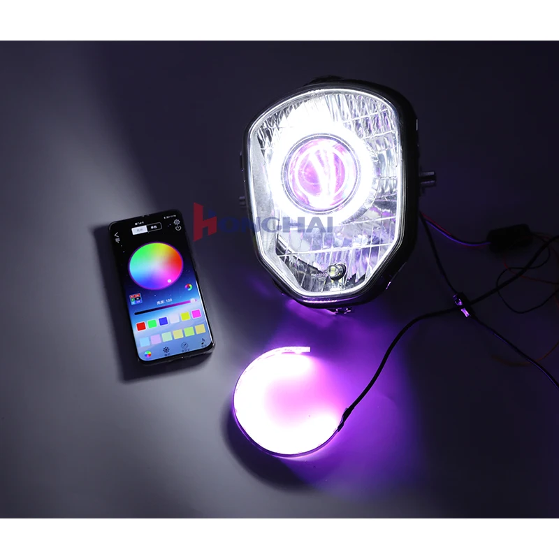 Kit d'anneaux de lumières de sauna de voiture, yeux de démon, yeux d'ange, résistant à 360, Bluetooth, coloré, RVB, contrôle de téléphone portable, 1 ensemble