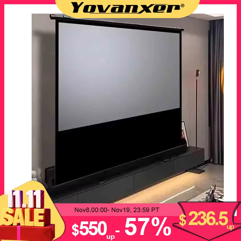 

Universal Portable Floor Standing Pull Up Projection Screen Grey Fiber Glass for Normal / UST Projectors 4K 3D Support All Sizes