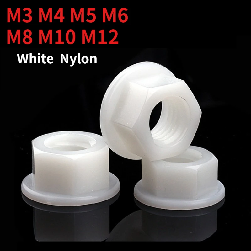M3 M4 M5 M6 M8 M10 M12 White Plastic Nylon Hex Nuts, Clear Screw Caps, Plastic Nuts
