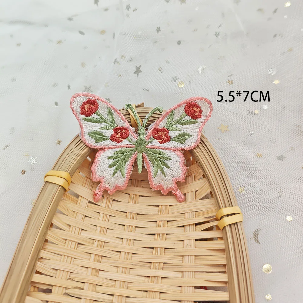 Vintage-Blumen-Schmetterlings-Stickerei zum Aufbügeln, niedliche Wärmeübertragungsapplikation für DIY-Kleidung, Jacken, Dekoration, einfach anzubringen. – Detail 17