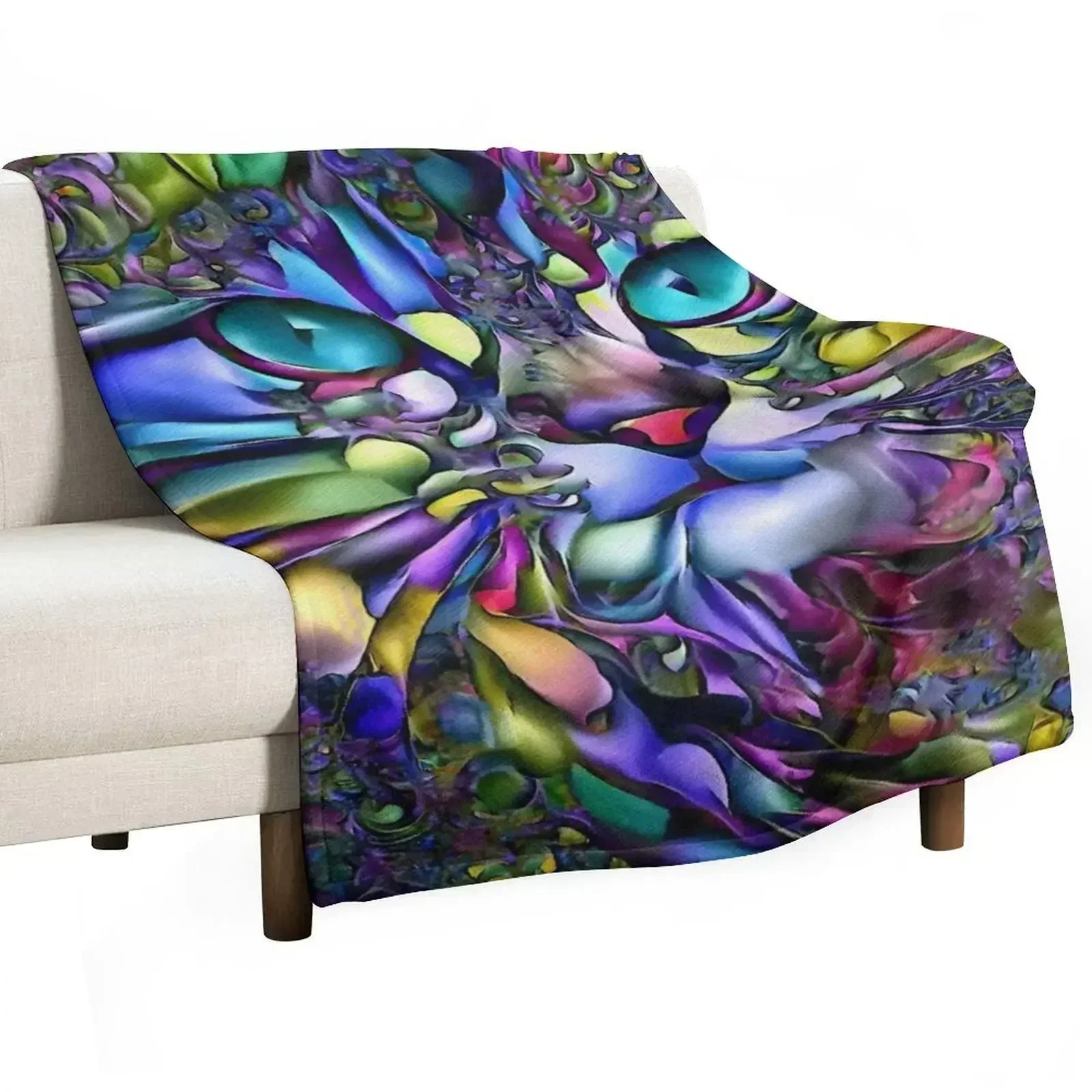 

Andyna Pacific, gat, cat, chat kitty, lea roche paintings Throw Blanket Custom Picnic Bed Blankets