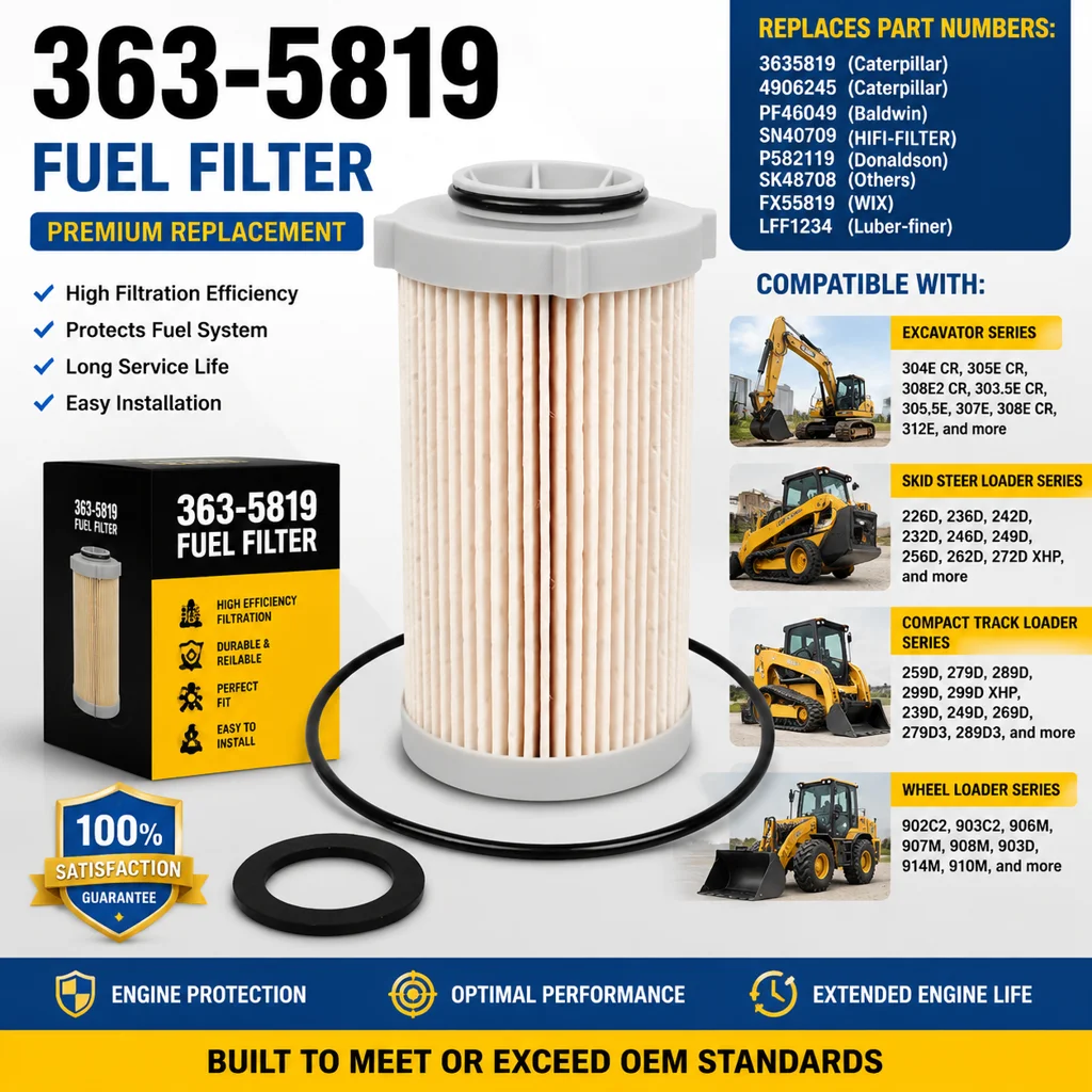 Топливный фильтр 363-5819 (аналог PF46049, SN40709, 4906245, 837086374) для Caterpillar 304E, 305E, 308E, 226D, 236D, 259D, 902C2, 903C2, 906M