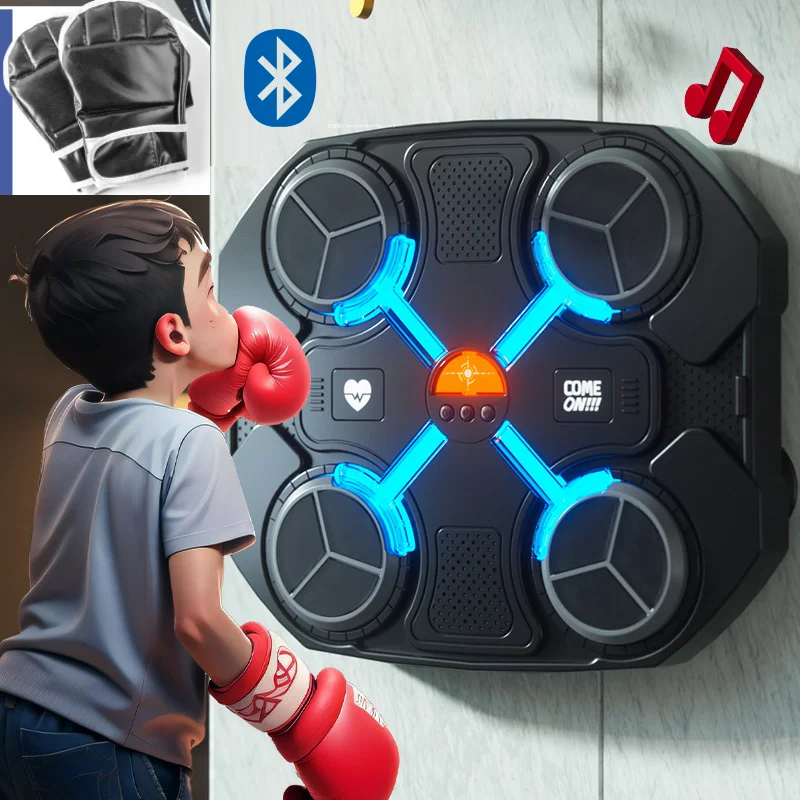 Machine de boxe numérique avec lumière LED Bluetooth pour enfants, cible murale, tampons de poinçonnage, jouets de musique, machine d\'entraînement