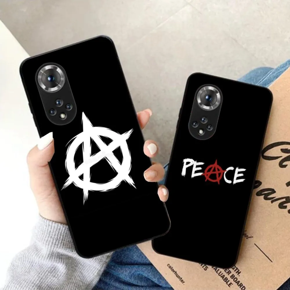 Anarchy Symbol Mobile Cell Phone Case for Honor 90 70 50 20 7S X9 X8 X7 Magic 4 3 Pro Black Soft Phone Cover Funda