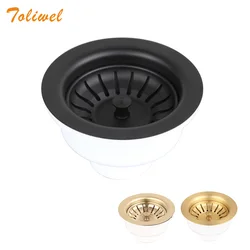 114MM Sink Dish Drainer Strainer Drain Kit for Single Bowl Kitchen Sink Drainage Waste Kit Brushed Gold Black Brass Filter