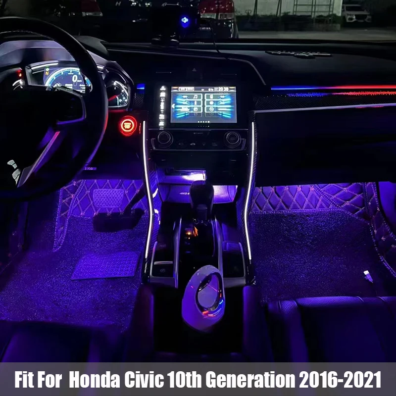 

LED Ambient Light Decorative Trims Central Control Saddle Light Ambient Neon Lamp Fit for Honda Civic 10th Generation 2016-2021