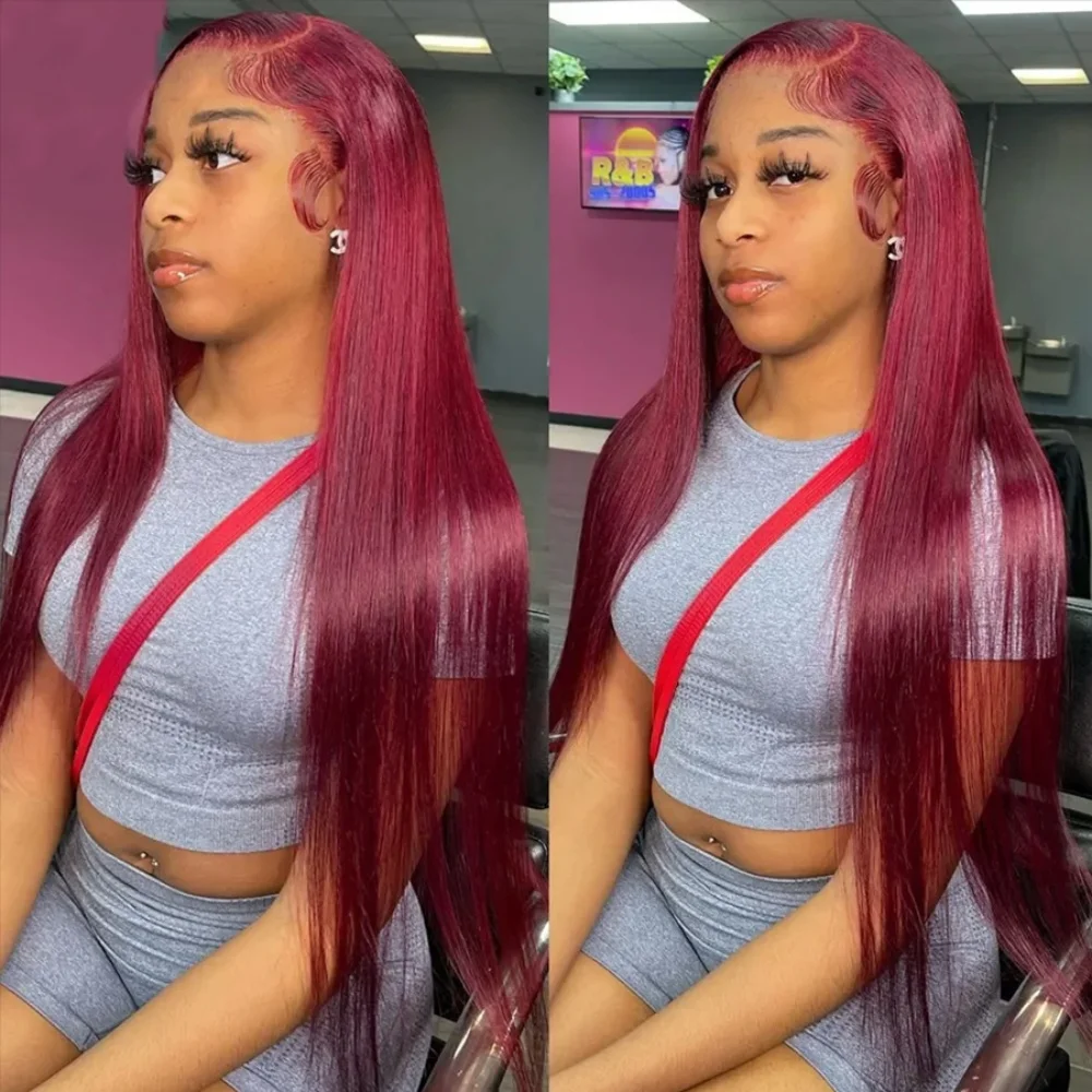 

16, 34 дюйма, 99j, прозрачный кружевной фронтальный парик, человеческие волосы, прямые 13x4, бразильский кружевной передний парик, предварительно сорванный парик для женщин