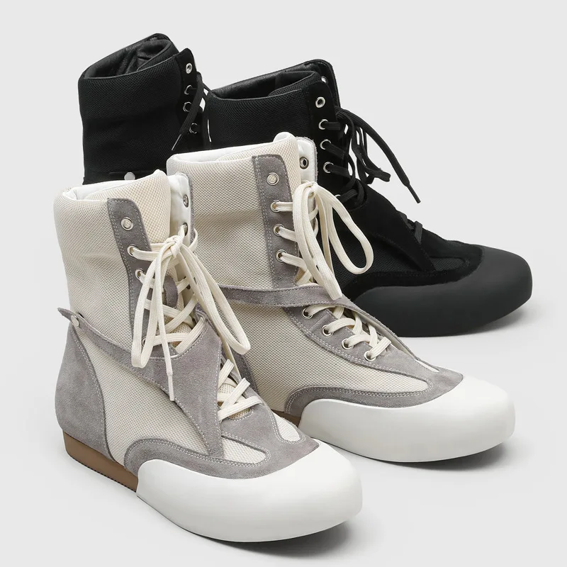 

British Fashion Retro Denim High-top Shoes for Men Comfort Thick-soled Heightening Men's Boots Breathable Men's Sneakers Botas