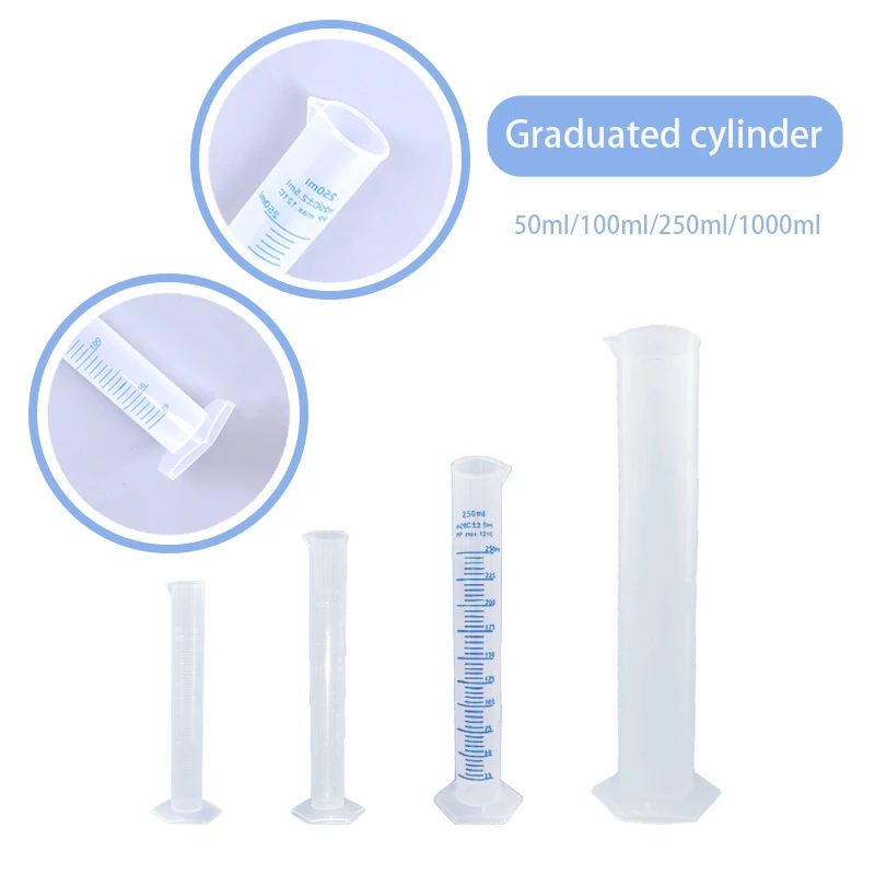 1pcs 50ml/100ml/250ml/1000ml Conical Measuring Cup Plastic Transparent Graduated Cylinders Laboratory Measure Tool School Lab Ac