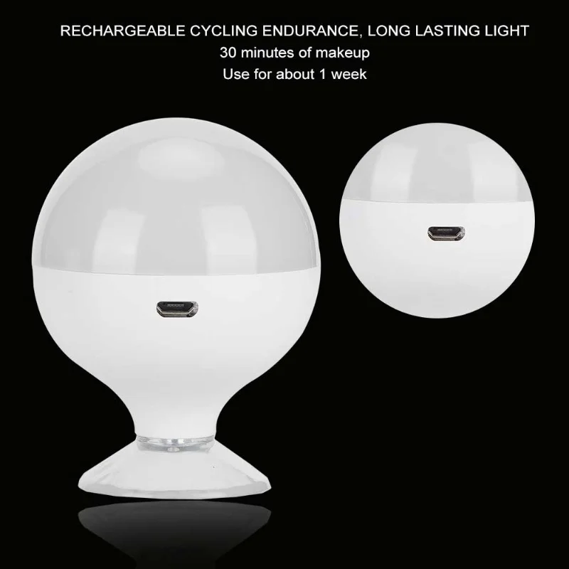 ledメイクアップ電球-調整可能な光の色が選べる-充電式吸着式メイクアップ電球-ホワイト