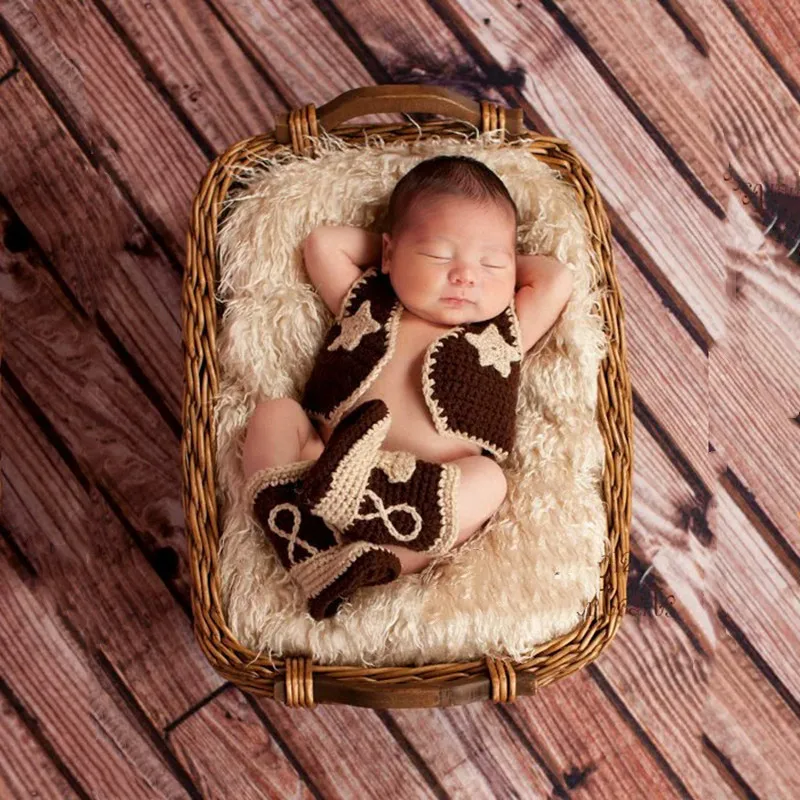 Newborn Cute Photography Props Vest+Shoes 2pcs Outfits Handmade Knitted Infant Baby Photo Shoot Clothing