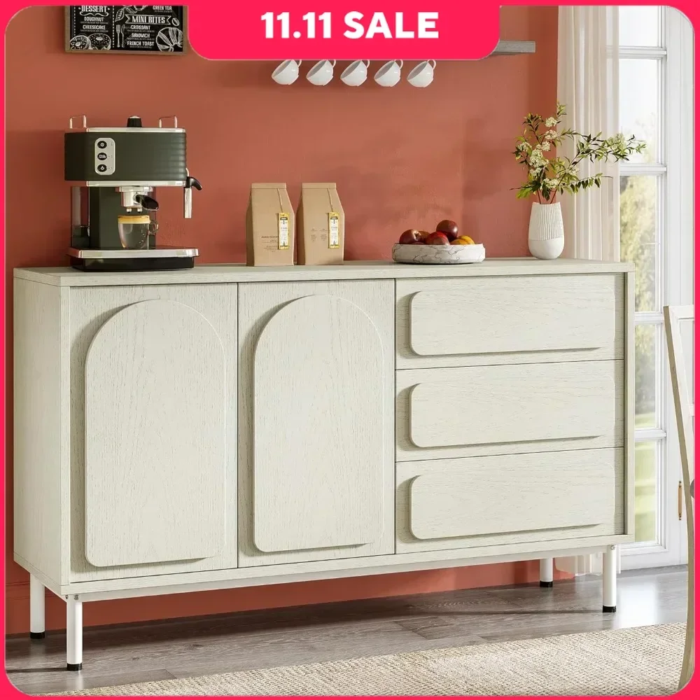 Sideboard Buffet Cabinet with Storage & Drawers, Kitchen Room 51-Inch Modern 2-Door Buffet Cabinet