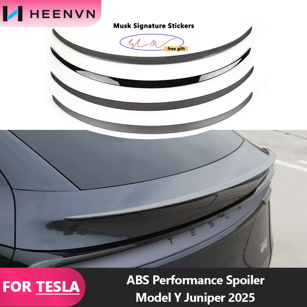 HEENVN Für Tesla Model Y 2025 Juniper Matt Kohlefaser-Muster Spoiler Kofferraumflügel Hochleistungs-ABS Auto-Modifikation