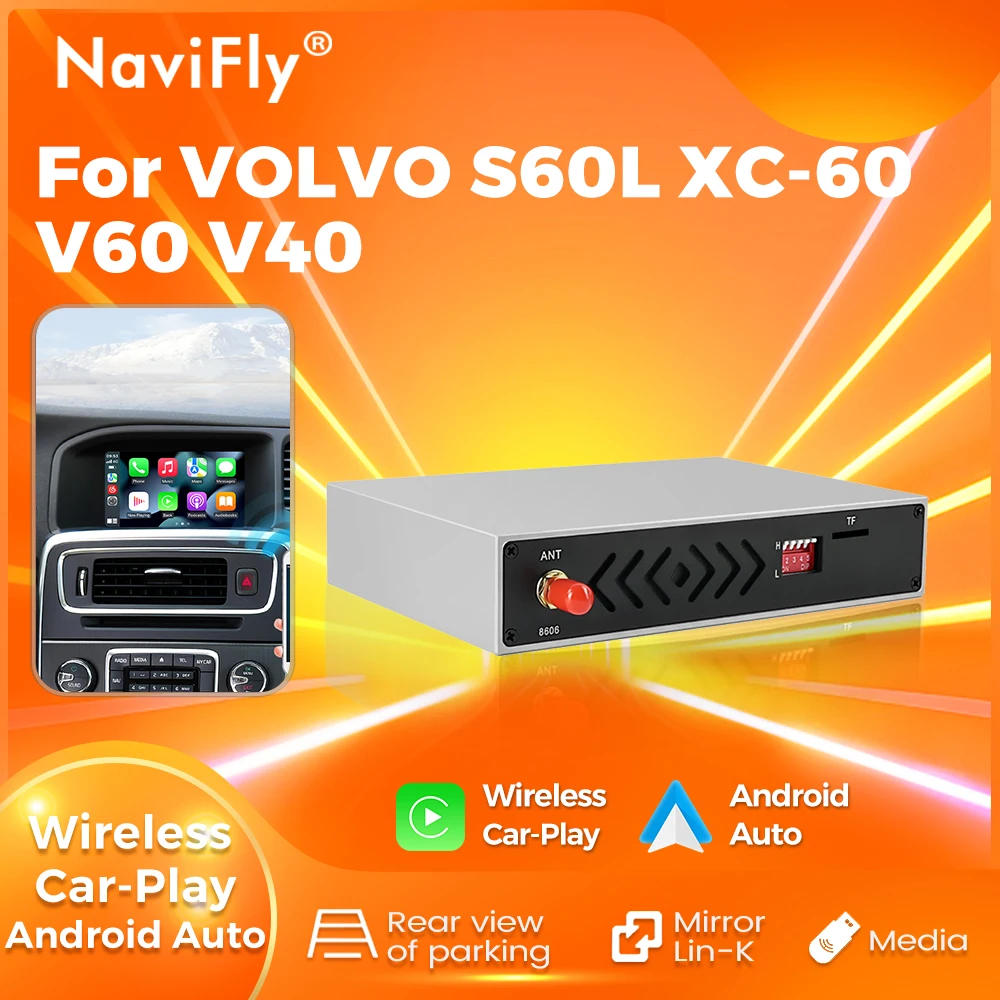 NaviFly-Caja decodificadora de CarPlay para coche, adaptador inteligente de Android para Volvo xc60, s60l, v60, v40, s60, OEM, Plug and play, actualización de pantalla