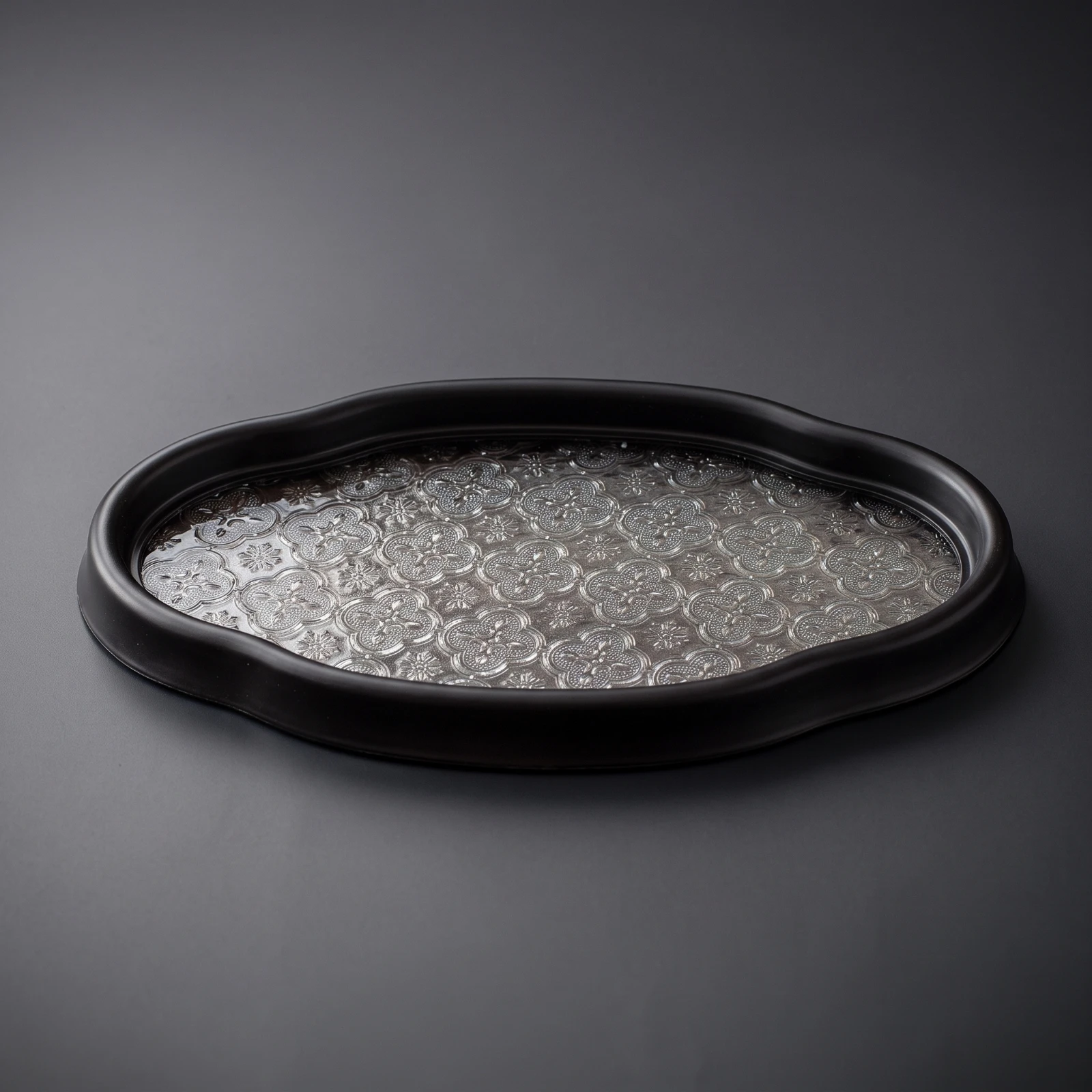 Wooden Tray with Glass Bottom Slim Oval Serving Tray Small Sturdy for Tabletop Storage, Display