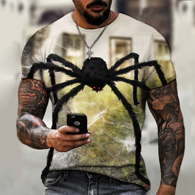 Spider Pattern Fashion T-Shirt For Men\'s 6XL Plus Size 3D Animal Printed Streetwear T Shirt Short Sleeve Hip Hop Summer Tops Tee