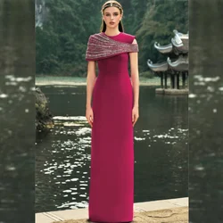 Jiayigong High Quality Sparkle Evening Jersey Beading Pleat Christmas A-line O-Neck Bespoke Occasion Gown Long Dresses